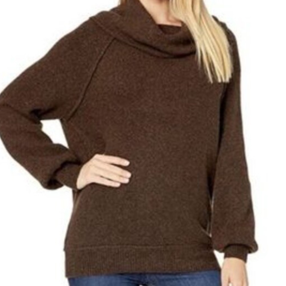 Free People Chocolate Cowl Neck Sweater